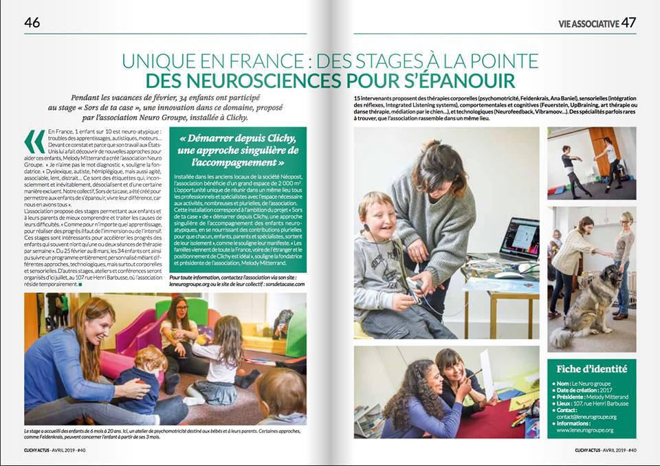 Médiation par le chien - Neuro Groupe - Article dans le journal de la ville de Clichy